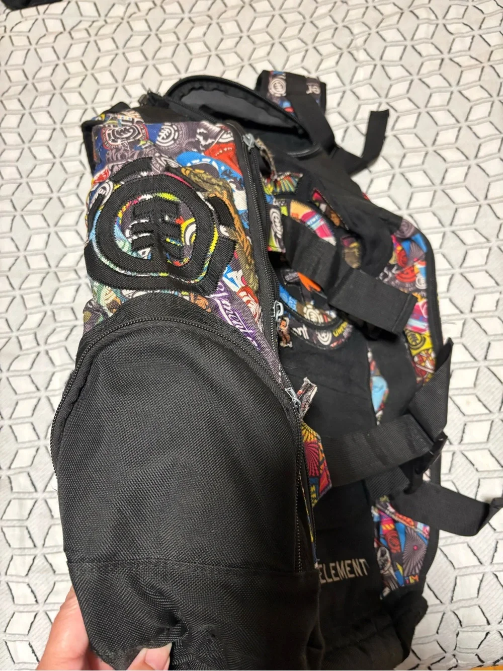 Element Black Backpack with Multicolor Graphic Panels